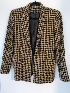 Josephine Chaus Black and Gold Tweed Blazer Jacket